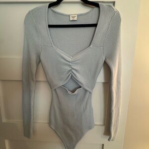 Abercrombie Light Blue Ribbed Bodysuit